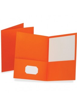Letter - 8.50" Width x 11" Sheet Size - 100 Sheet Capacity - 2Internal Pockets - Leatherette Paper - Orange - Recycled - 25 / Box - oxf57510